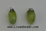 NGP6223 12*28mm - 15*30mm faceted bullet green rutilated quartz pendants