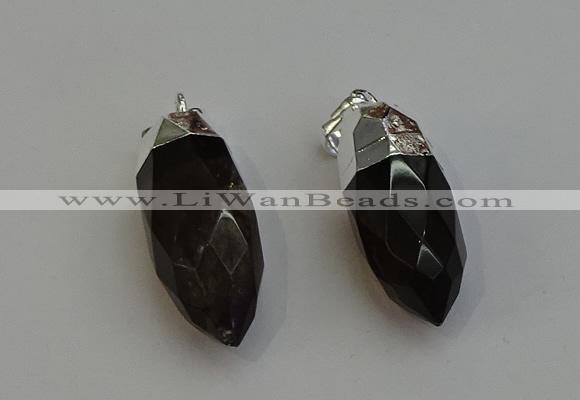 NGP6224 12*28mm - 15*30mm faceted bullet smoky quartz pendants