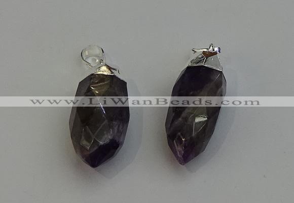 NGP6225 12*28mm - 15*30mm faceted bullet amethyst pendants