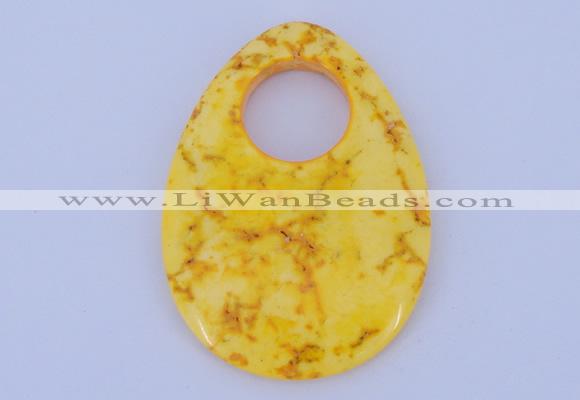 NGP623 5pcs 45*62mm flat teardrop yellow agate gemstone pendants