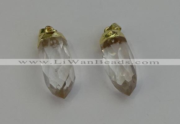 NGP6235 12*28mm - 15*30mm faceted bullet white crystal pendants