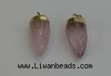 NGP6236 12*28mm - 15*30mm faceted bullet rose quartz pendants