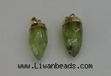 NGP6239 12*28mm - 15*30mm faceted bullet green rutilated quartz pendants