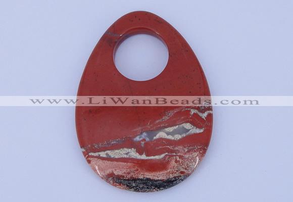 NGP624 5pcs 45*62mm flat teardrop red jasper gemstone pendants