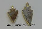 NGP6280 22*35mm - 24*45mm arrowhead druzy agate pendants