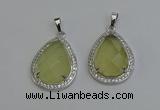 NGP6332 25*30mm teardrop lemon quartz pendants wholesale