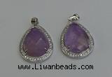 NGP6334 25*30mm teardrop light amethyst pendants wholesale