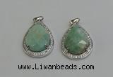 NGP6338 25*30mm teardrop amazonite gemstone pendants wholesale