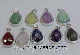 NGP6348 25*30mm teardrop mixed gemstone pendants wholesale