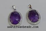 NGP6354 25*30mm oval amethyst gemstone pendants wholesale