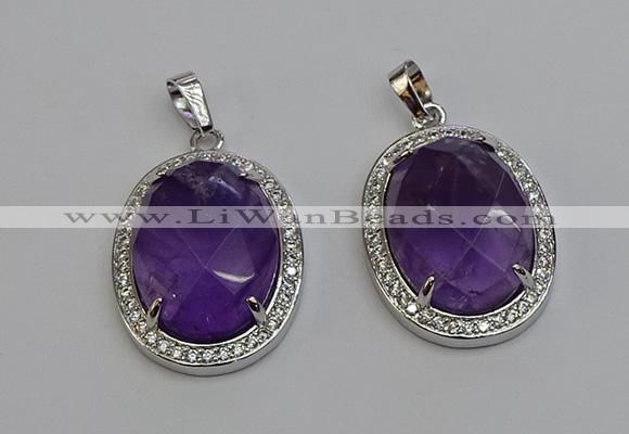 NGP6354 25*30mm oval amethyst gemstone pendants wholesale