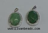 NGP6359 25*30mm oval green aventurine pendants wholesale