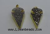 NGP6375 23*42mm - 25*45mm arrowhead plated druzy agate pendants