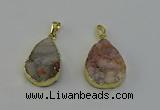 NGP6390 20*30mm - 25*30mm flat teardrop druzy agate pendants