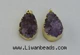 NGP6406 22*30mm - 25*35mm teardrop druzy amethyst pendants