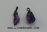 NGP6420 12*28mm - 15*30mm nuggets amethyst gemstone pendants