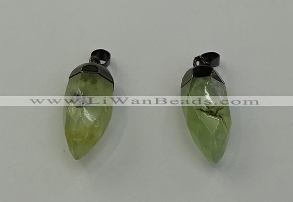 NGP6433 12*24mm - 15*30mm faceted bullet green rutilated quartz pendants