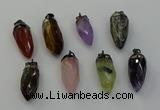 NGP6448 12*24mm - 15*30mm faceted bullet mixed gemstone pendants