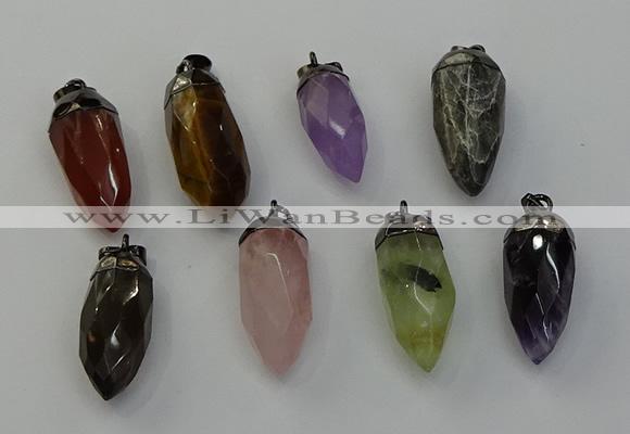 NGP6448 12*24mm - 15*30mm faceted bullet mixed gemstone pendants