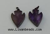 NGP6455 22*28mm - 25*35mm arrowhead amethyst gemstone pendants