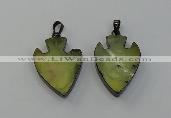 NGP6456 22*28mm - 25*35mm arrowhead green rutilated quartz pendants