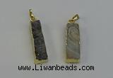 NGP6497 9*35mm - 10*30mm rectangle plated druzy agate pendants