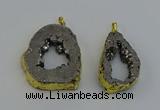 NGP6506 30*40mm - 35*45mm freeform plated druzy agate pendants