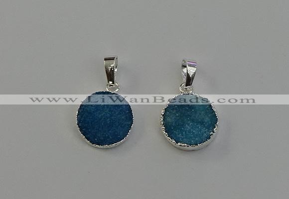 NGP6513 15mm - 16mm coin druzy agate pendants wholesale