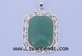 NGP652 5pcs 38*40mm rectangle brass with green aventurine pendants