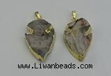 NGP6552 25*35mm - 26*40mm arrowhead druzy agate pendants