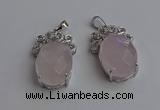 NGP6629 18*25mm faceted oval rose quartz gemstone pendants