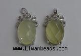 NGP6633 18*25mm faceted oval lemon quartz gemstone pendants