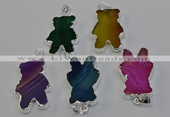 NGP6658 22*38mm Animal or V-shaped agate gemstone pendants