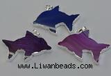 NGP6675 28*42mm - 30*45mm dolphin agate gemstone pendants