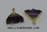 NGP6678 22*30mm - 25*35mm freeform druzy amethyst pendants