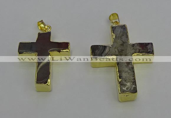 NGP6707 25*30mm - 30*40mm cross agate gemstone pendants