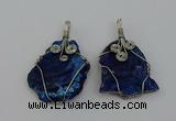 NGP6719 30*40mm - 40*55mm freeform plated druzy agate pendants