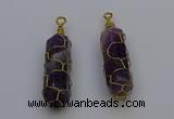 NGP6735 13*40mm sticks amethyst gemstone pendants wholesale