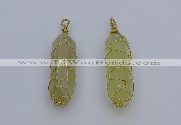 NGP6739 13*40mm sticks lemon quartz gemstone pendants wholesale