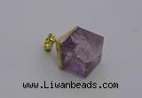 NGP6765 15*22mm cube light amethyst gemstone pendants wholesale