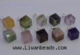 NGP6799 15*22mm cube mixed gemstone pendants wholesale