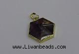 NGP6806 24*25mm hexagon amethyst gemstone pendants wholesale