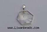 NGP6820 24*25mm hexagon white crystal gemstone pendants wholesale