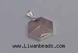 NGP6821 24*25mm hexagon rose quartz gemstone pendants wholesale