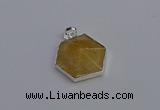 NGP6823 24*25mm hexagon citrine gemstone pendants wholesale