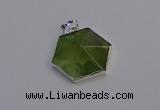 NGP6830 24*25mm hexagon green qutilated quartz pendants wholesale