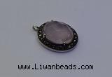 NGP6859 20*25mm oval rose quartz pendants wholesle