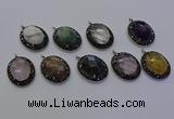 NGP6878 20*25mm oval mixed gemstone pendants wholesle