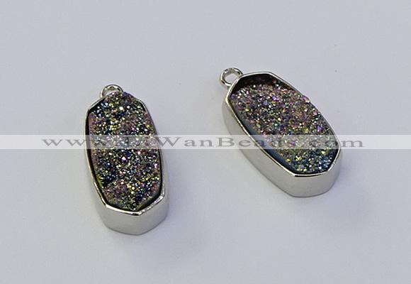 NGP6899 10*22mm - 12*25mm freeform plated druzy quartz pendants