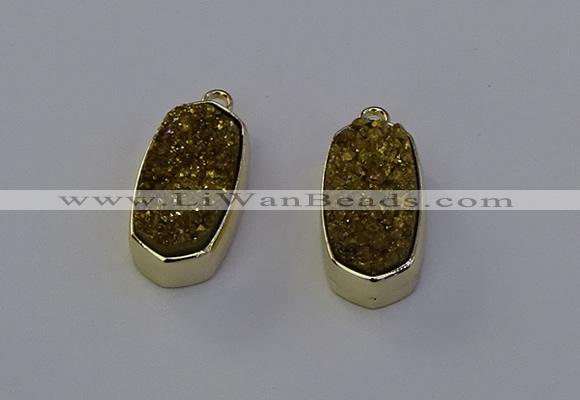 NGP6908 10*22mm - 12*25mm freeform plated druzy quartz pendants